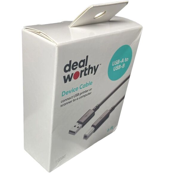 USB 6ft A Male to B Male High-Speed Black 480Mbps Data Transfer dealworthy™ - Picture 3 of 5